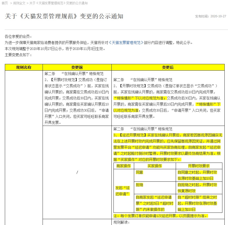 天猫调整发票管理规范部分内容_零售_电商报